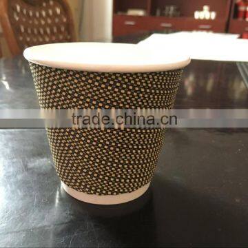 logo printed hot insulated disposable thick ripple wall coffee paper cups with ps lids