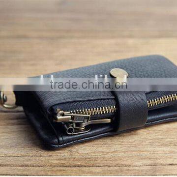 Metal Zipper Man Style Leather Key Case Coin Purse Key Holder Car Key Purse Key Bag Key Wallet