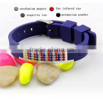 New Arrival Energy Jewelry Blue Silicone Bracelet Bio Elements Energy Power Men's Negative Ion Bracelet