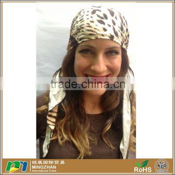 Women Custom Chic Leopard Printed Pre Tied African Head Scarf