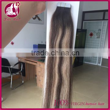 2016 popular product aliexpress brazilian hair extension straight mix color skin weft human tape hair extensions