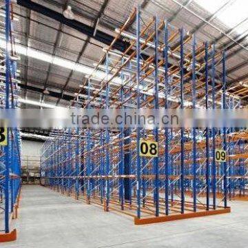 blue and orange double deep pallet racking