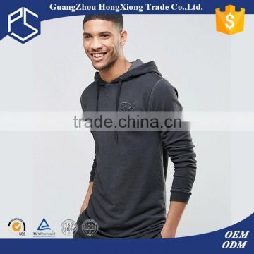 OEM good quality simple 50% black 100% cotton light weight men oversized casual ear hoodie