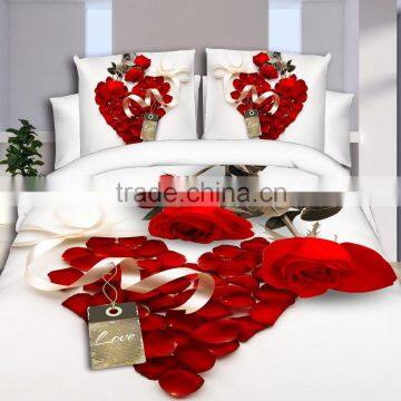 White and Red Rose 2 - Reactive Printed 3d Bed Set 3d Bedding Set Linen Cotton Queen King Size/bedclothes Duvet Cover Red Black