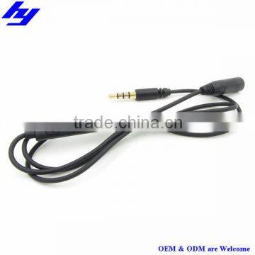 3.5mm jack earphone audio extension cable with mic & volume control