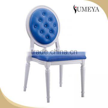 Modern style hotel furniture pu leather aluminum round back chair stackable rental banquet chairs