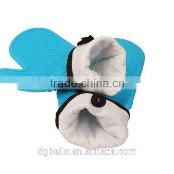 Blue Color Silicone Long Glove With Cotton For Cooking photo-3