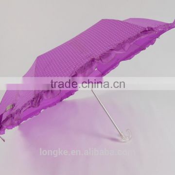 21"*8K purple triple fold umbrella hook handle folding umbrella