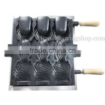 (3 in 1) 3pcs Commercial Use Non-stick 110v 220v Electric Icecream Taiyaki Baker + Batter Dispenser + Stuffing Scoop photo-4