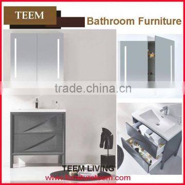 2015 hot sales new design modern high end italian solid wood furniture bathroom plastic vanity cabinet