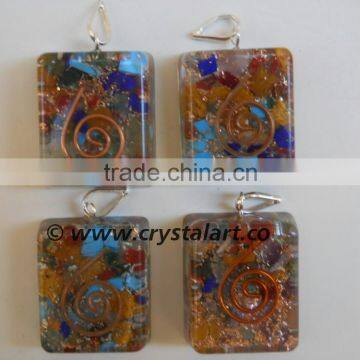 GEMSTONE CHAKRA SQUARE CUBE REIKI SYMBOL ORGONE PENDANTS