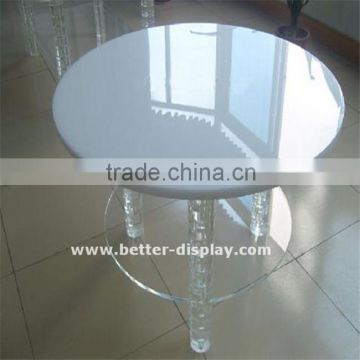 high quality white acrylic dinning table with transparent table leg