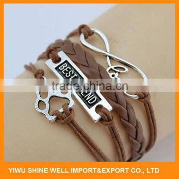 Best selling unique design leather bracelets bangles with many colors