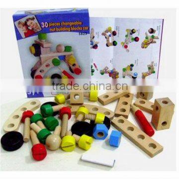 Hot sale item --- 30 pieces changeable nut building blocks car