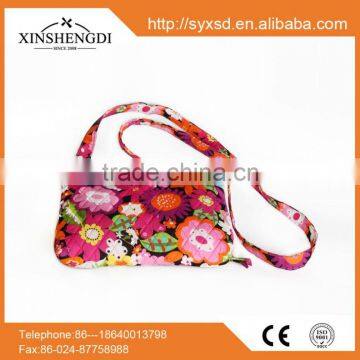 New design cotton colorful quilted textile printing side by girl oem shopping crossbody bag