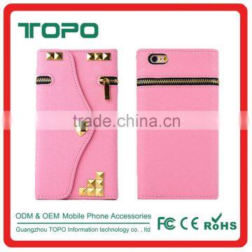 Wholesale Rivet Bling Bling Wallet Case for Iphone 6 Leather Voltage Holster Card Zipper Flip Cover Case for Iphone 6s Plus photo-5