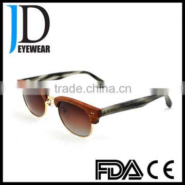 Hot Sell Custom Made OEM Fashion Half-Rim Wooden Sunglasses