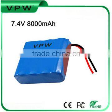 Cheap price Custom high efficiency 7.4V 8000mAh 18650 Li-ion battery for Stage lights