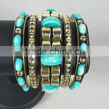 Blue Resin Bangles set Metal Bangle Sets,Women Jewelry Fashion New Bracelet Designs Bangle Set,2016,Wholesale jewelry set,BRASS