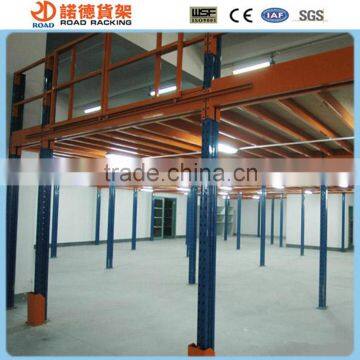 Warehouse multi-level steel mezzanine racking system with galvanized floor decking