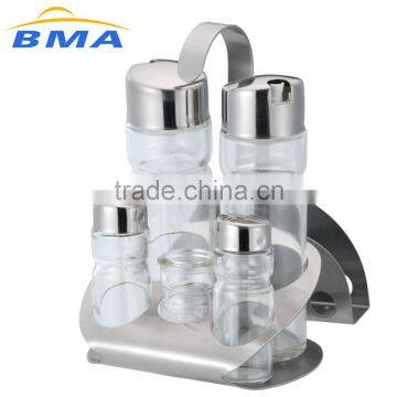 5 PCS Salt and Pepper Shaker Set Stainless Steel Kitchen Codiment Set photo-3