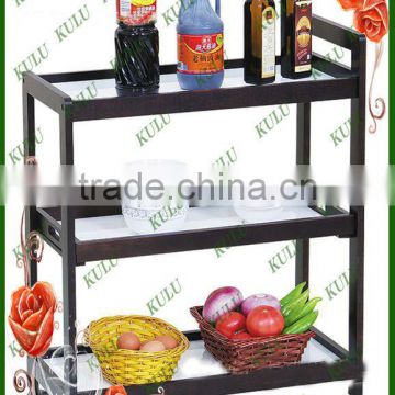 eco friendly wooden wine service cart trolley,wood wine trolley with wheel