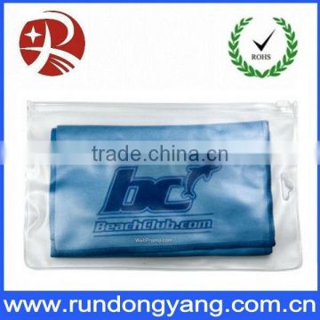 Blue logo folded plastic pvc zipper bag for packing