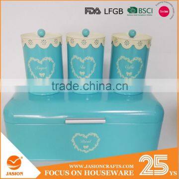 Lace Lid With Tea Coffee Sugar Set Biscuit Bread Bin Cake Canister Storage Jar Pot