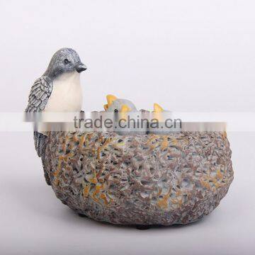 Mother Bird Feeding Worms to Cute Baby Resin Statue photo-2