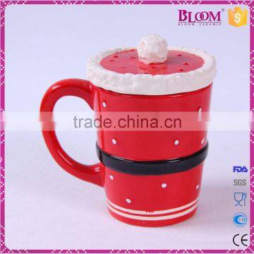 Christmas Gift Red Ceramic Sublimation Mug With Lid photo-3