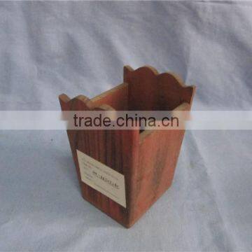 American Retro Leisure Solid Flower Barrels Wood Brush Pot photo-2