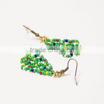 Christmas Jewelry Beaded Earrings Green Earrings Christmas Tree Earrings photo-2