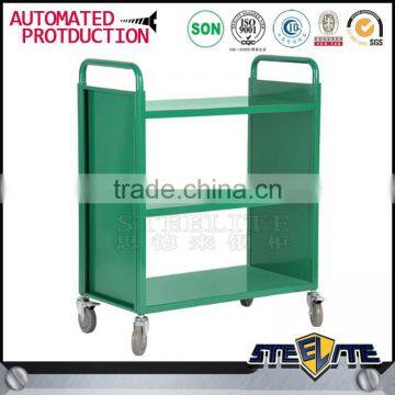 Heavy Duty Acrylic Book Cart With Wheel Steel Library Book Trolley for Sale photo-3