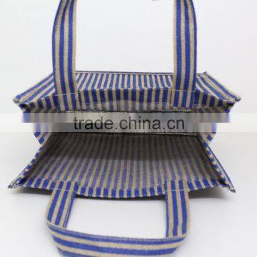 Hot One Color Allover Strip Print Male Hifashionable Tote Bag With Pocket - pp Laminated Jute Fabric