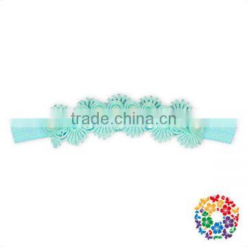 Factory Wholesale Hair Headbands Solid Aqua Fold Over Elastic Headband Newborn Kids Baby Party Headband