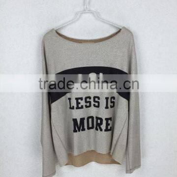Original Design Long Sleeve Shining Fabric Top Casual Printed Women Top
