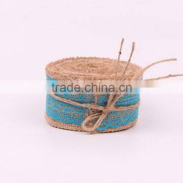Jute Burlap Natural Hessian Ribbon With Lace Trim Wedding Rustic Vintage photo-2