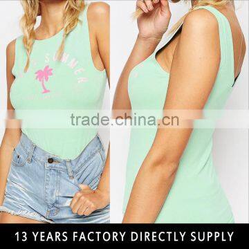 Summer style pale green women body suit with cute print