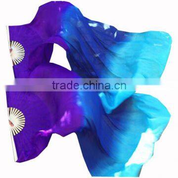 STELISY 2 Colors Gradient Flame Dancing Long Fan Belly Veil For Party Stage Performance