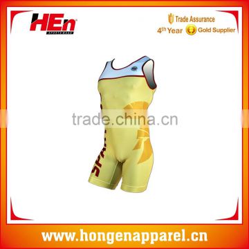 Hongen apparel lycra sublimated comfortable wrestling suits