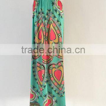 Women's High Waist Dashiki African Print Maxi Skirt Summer Boho Dress photo-4