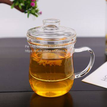 Glass cup kungfu tea cup three part glass cup filter glass cup coffee cup milk cup juice cup for hotel and resturant