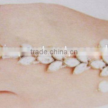 CRYSTAL Beads HANDCOVER GYPSY BRACELET RING Gold Tone photo-4