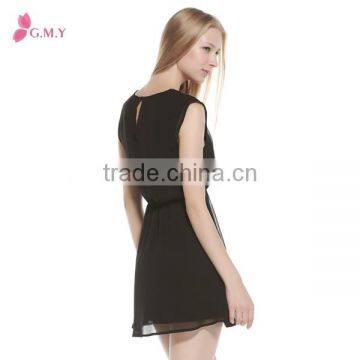 Hot Sale Black Chiffon Summer Ladies Fashion Casual Dress photo-3
