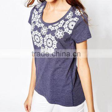Girls Round Neck Lace Rosette Printed 100 Percent Cotton t Shirts photo-2