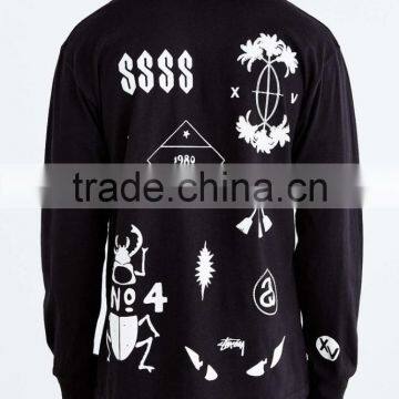 Black Long Sleeve Roach Plain T-shirts for Men photo-3