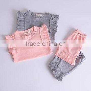 S33610W Boutique Girls Summer Falbala Sweet European Clothing Sets photo-2