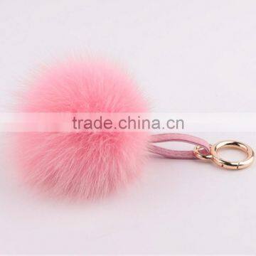 Myfur 2016 Newest Fashion Rose Fox Fur Ball Key Chain / Real Fur Pompoms photo-2