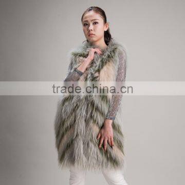 Myfur Ladies Waistcoat Worth Buying Rainbow Color Gilet Winter Genuine Raccoon Fur Vest