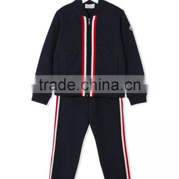 2017 Wholesale Fashion Custom Sports Suit Kids Baby Boy Contrast Pocket Tracksuit Children's Clothing Set
